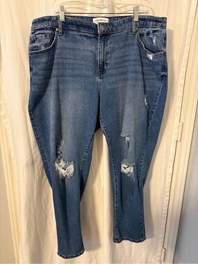 Lane Bryant Medium Blue Distressed Boyfriend Jeans